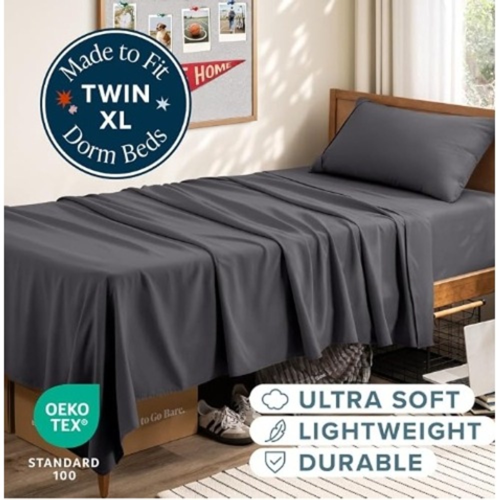 Bare Home Twin XL Ultra Soft Sheet Set 1800 Premium Microfiber Grey Bedding
